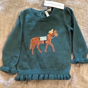 Teal Sweater with Horse Design